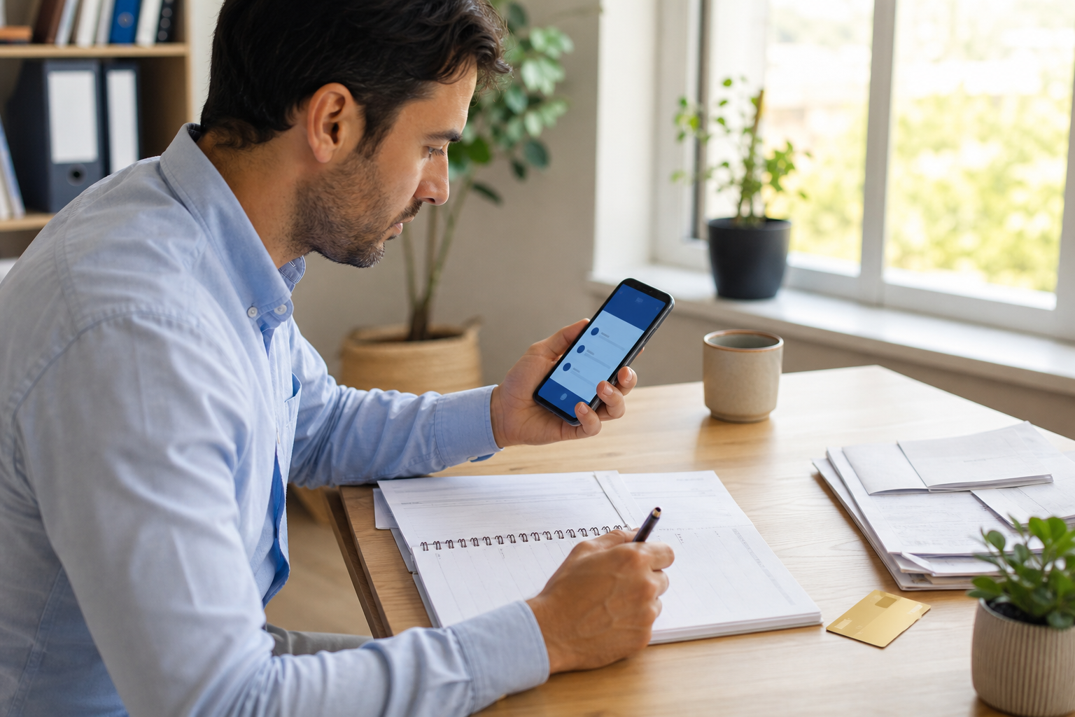 Planification budgétaire avec carte bancaire générique et smartphone