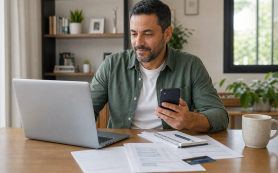 Pessoa acompanhando cartão de crédito pelo celular